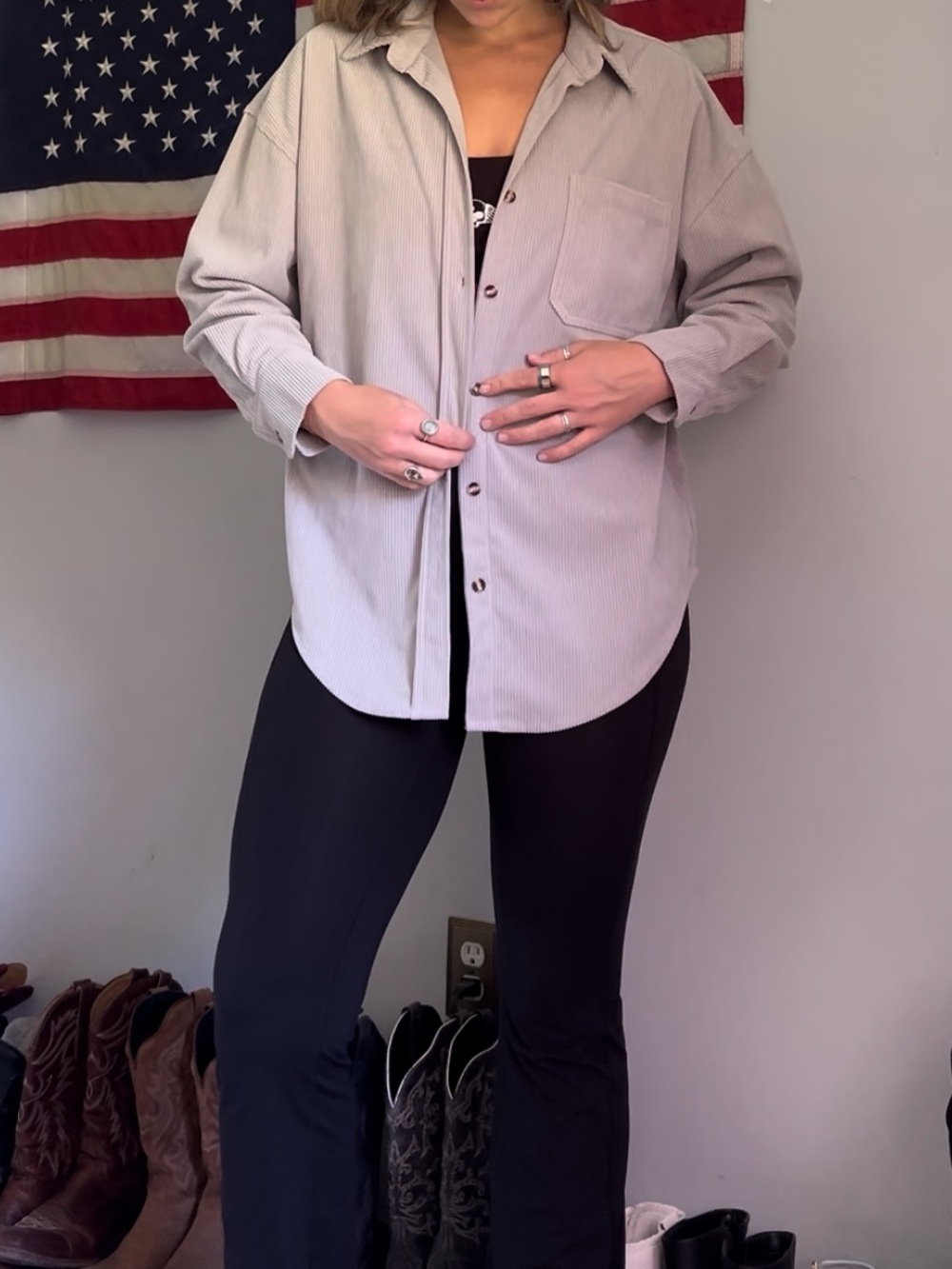 Light Gray Button-Up Shirt - Relaxed Fit